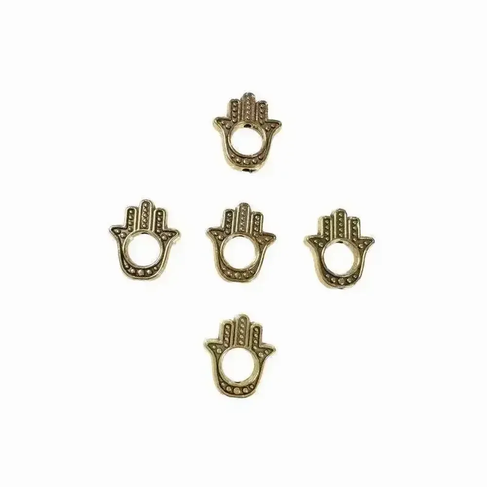 Bijoux - Perles Charm's métal Main de Fatma Dorée 14mm x100 - ARABESK