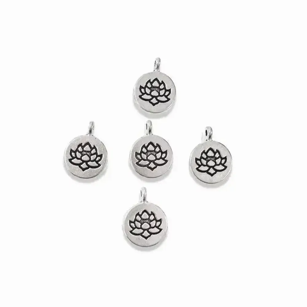 Jewelry - Silver Lotus Flower Spacer Charm Beads 15mm x50 - ARABESK