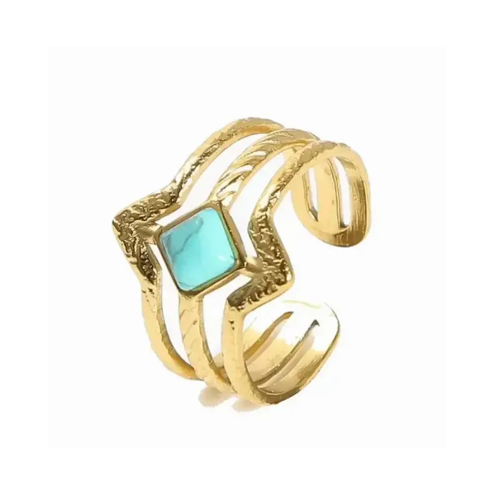 Jewelry - Adjustable Golden Stainless Steel Ring Turquénite Rhombus A - ARABESK
