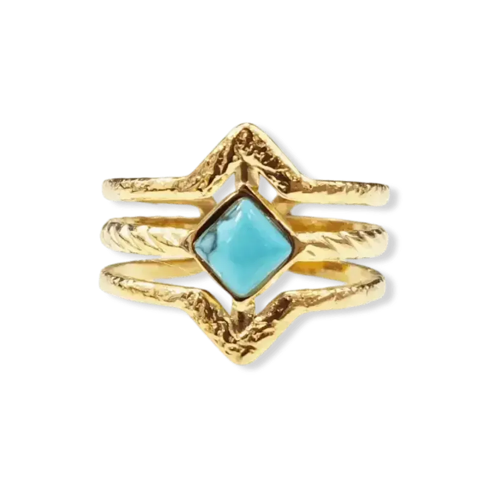 Jewelry - Adjustable Golden Stainless Steel Ring Turquénite Rhombus A - ARABESK