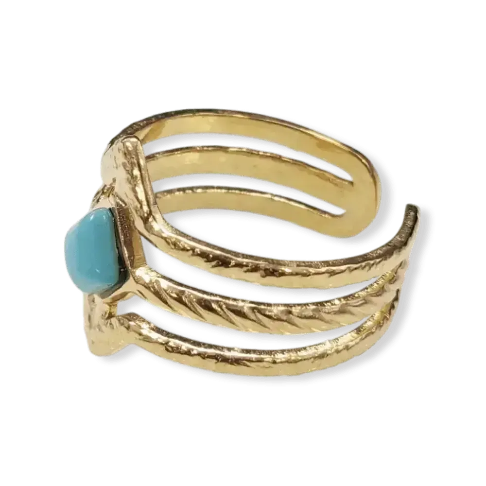 Jewelry - Adjustable Golden Stainless Steel Ring Turquénite Rhombus A - ARABESK