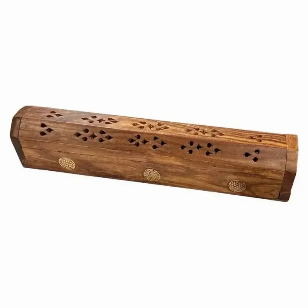 Senteurs - Porte Encens Coffret en Bois de Sheesham Fleur de Vie 30cm x2 - ARABESK