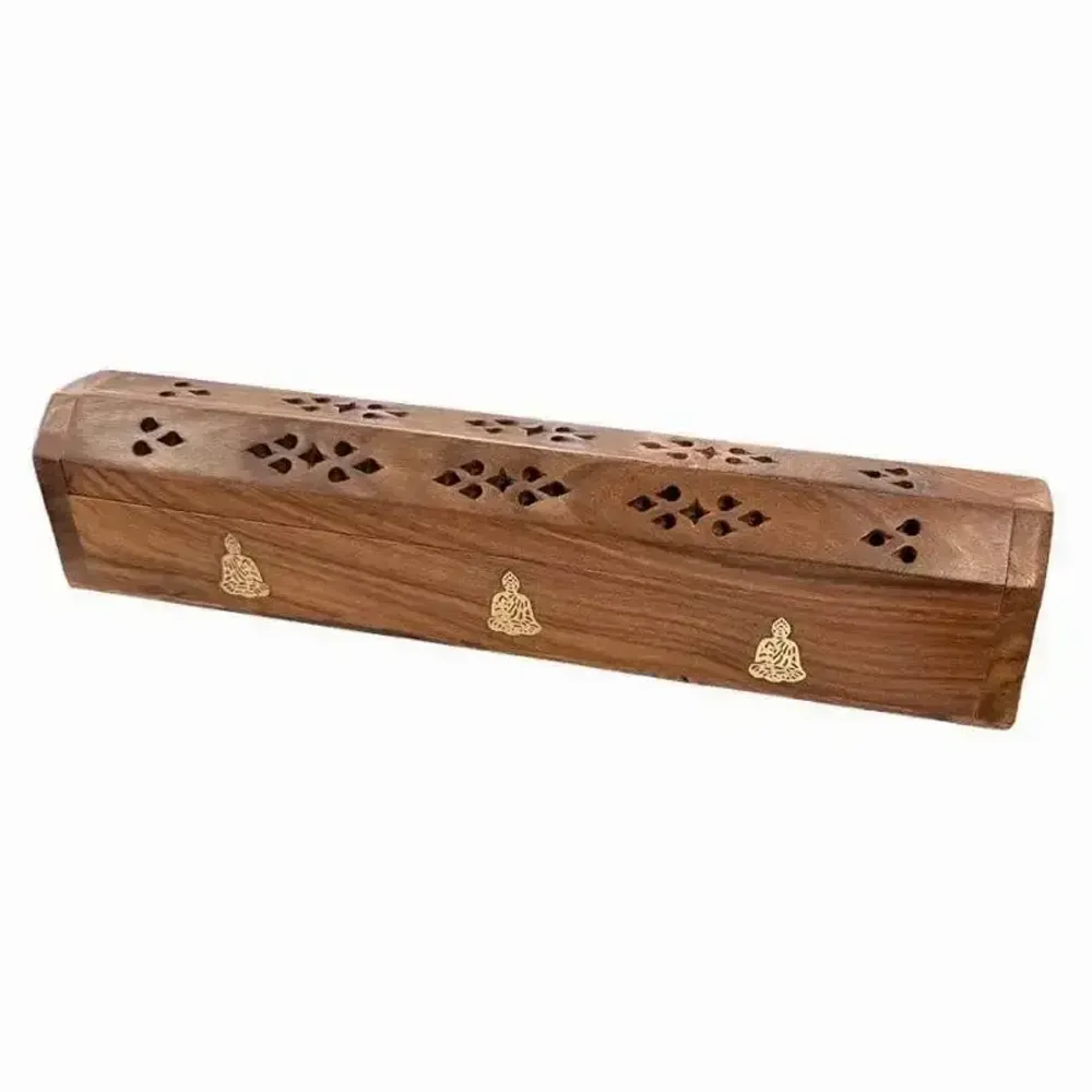 Senteurs - Porte Encens Coffret en Bois de Sheesham Bouddha 30cm x2 - ARABESK