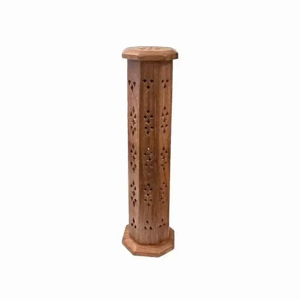 Scents - Octagonal Tower Incense Holder in Sheesham Wood 30cm x2 - ARABESK