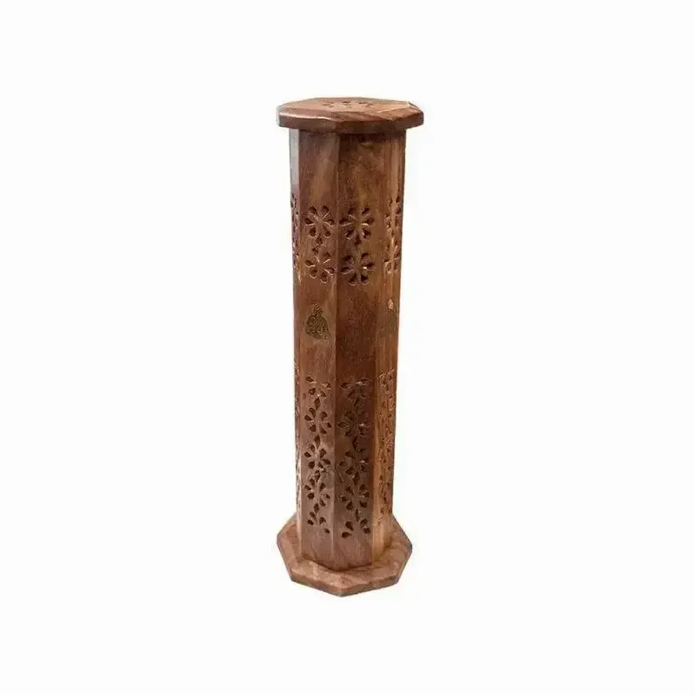 Scents - Incense Holder Octagonal Buddha Tower in Sheesham Wood 30cm x2 - ARABESK