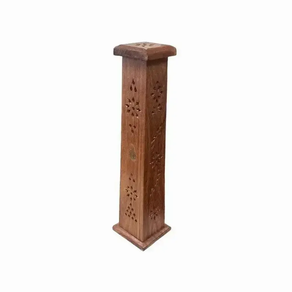 Senteurs - Porte Encens Tour Rectangle Bouddha en Bois de Sheesham 30cm x2 - ARABESK