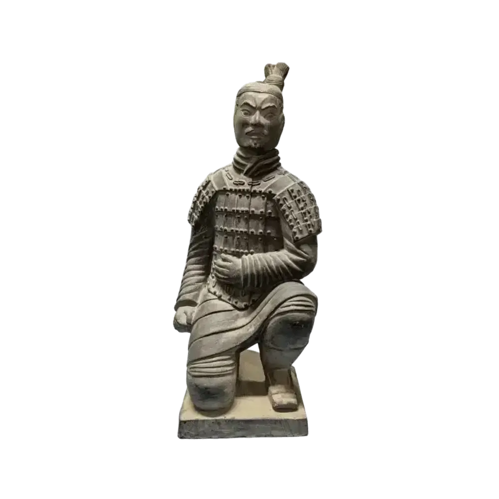 Sculptures, statuettes and miniatures - Black Kneeling Archer Statue in Terracotta 35cm - ARABESK