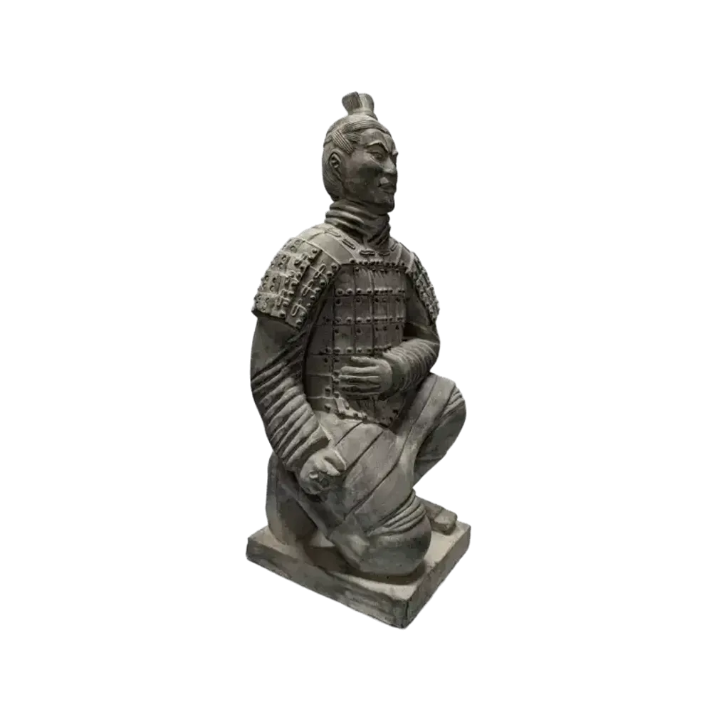 Sculptures, statuettes and miniatures - Black Kneeling Archer Statue in Terracotta 35cm - ARABESK