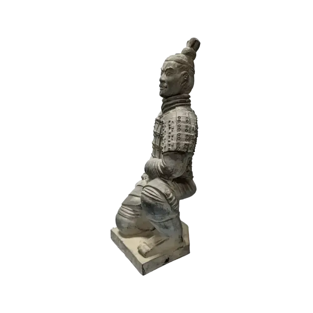Sculptures, statuettes and miniatures - Black Kneeling Archer Statue in Terracotta 35cm - ARABESK