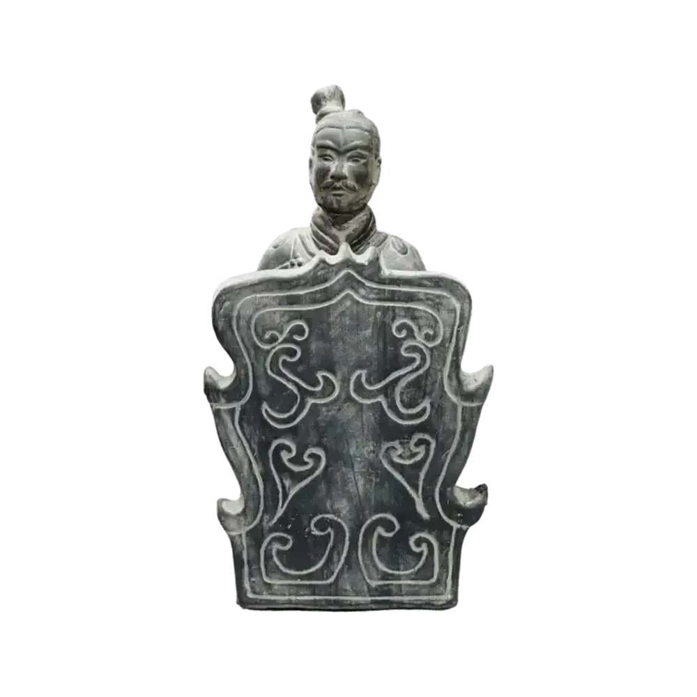 Sculptures, statuettes et miniatures - Statue Noire Archer avec Bouclier en Terracotta Agenouillé 35cm - ARABESK