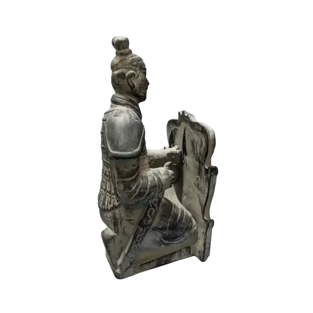 Sculptures, statuettes et miniatures - Statue Noire Archer avec Bouclier en Terracotta Agenouillé 35cm - ARABESK