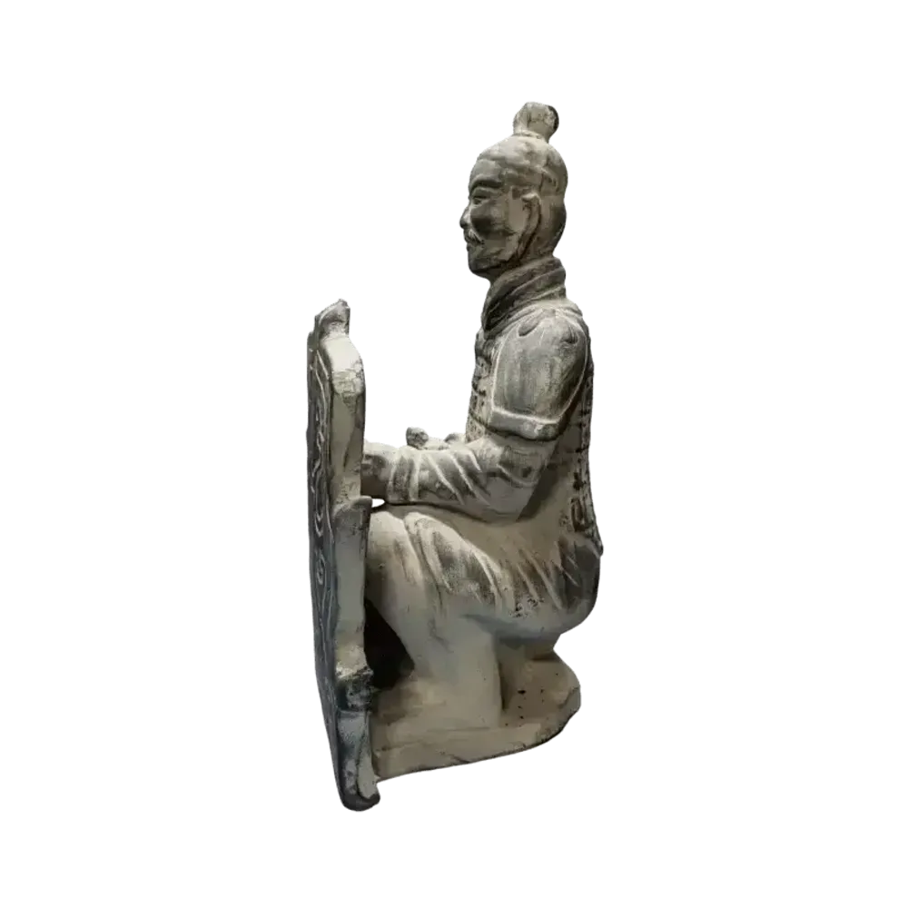 Sculptures, statuettes et miniatures - Statue Noire Archer avec Bouclier en Terracotta Agenouillé 35cm - ARABESK