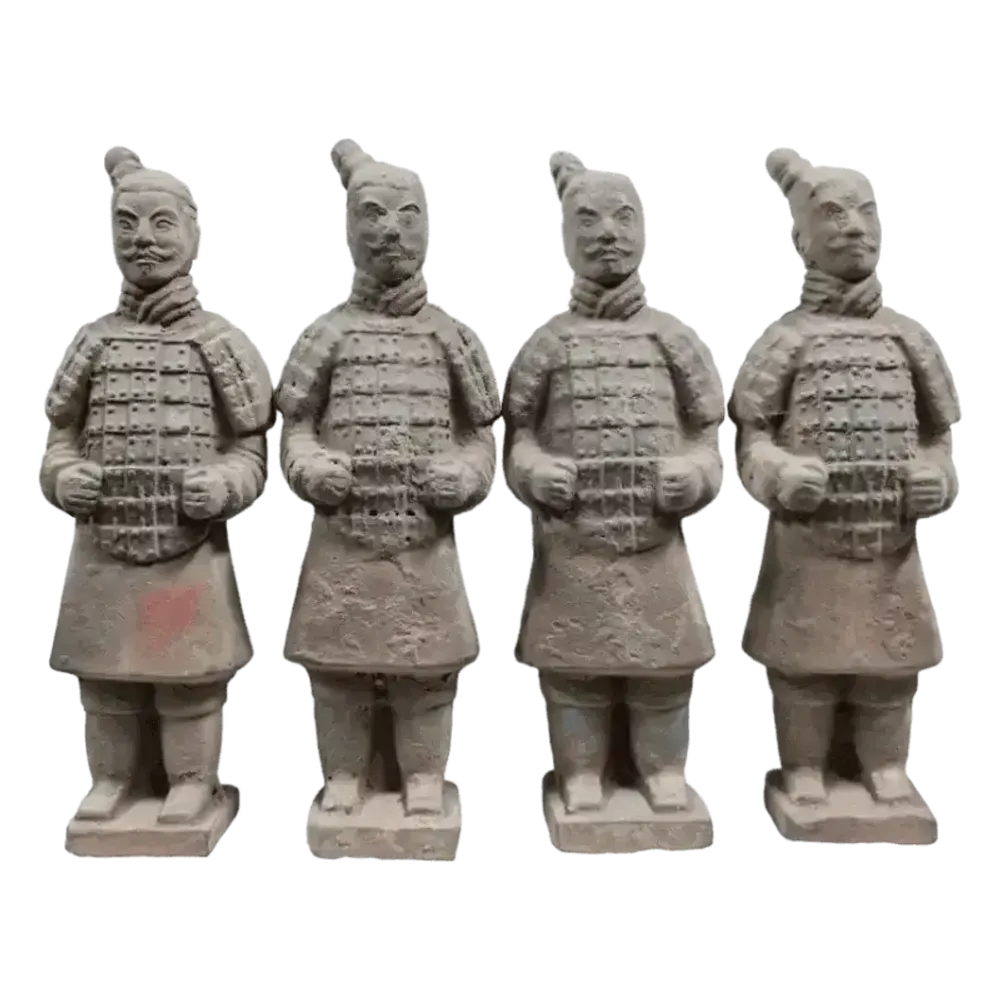 Sculptures, statuettes and miniatures - Antique Colorful Terracotta Warrior Statue 16cm X 4 pcs - ARABESK