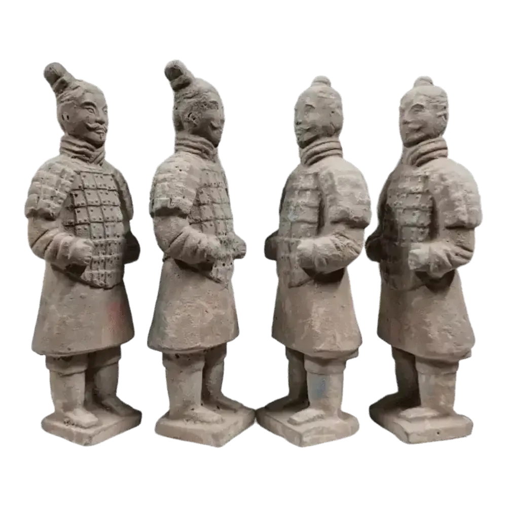 Sculptures, statuettes and miniatures - Antique Colorful Terracotta Warrior Statue 16cm X 4 pcs - ARABESK