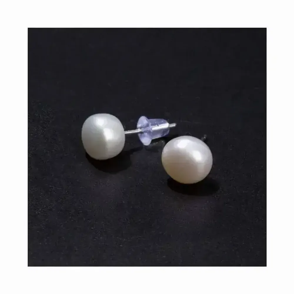 Bijoux - Boucles d'Oreilles Argent 925 Perles de Culture d'Eau Douce Naturelles 7.5-8mm - ARABESK