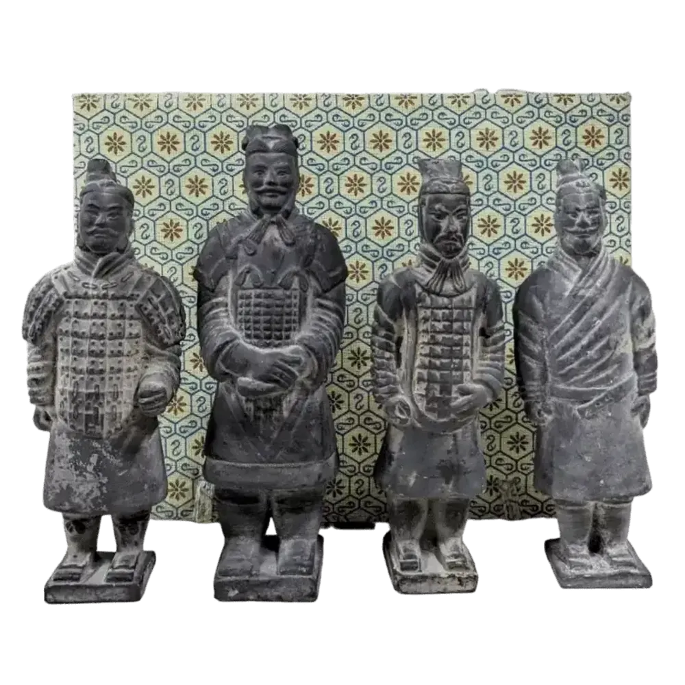 Sculptures, statuettes and miniatures - Box of 4 black statues of Imperial Warriors in terracotta 15cm - ARABESK