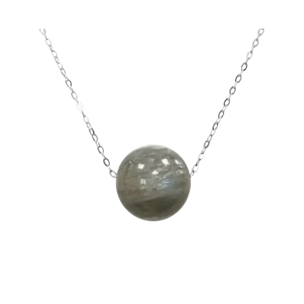 Jewelry - 925 Silver Necklace Labradorite Stone A+ Ball 12mm - ARABESK