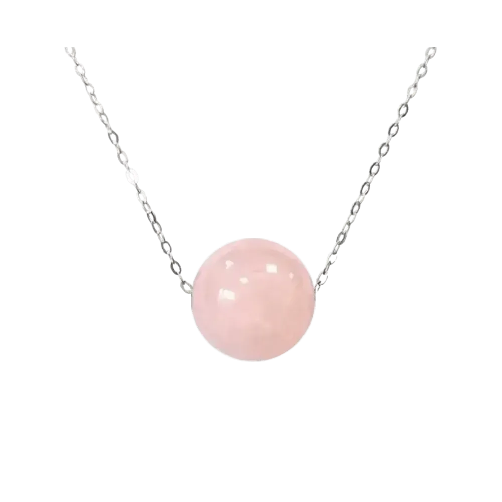 Jewelry - 925 Silver Necklace Rose Quartz A Ball 12mm - ARABESK
