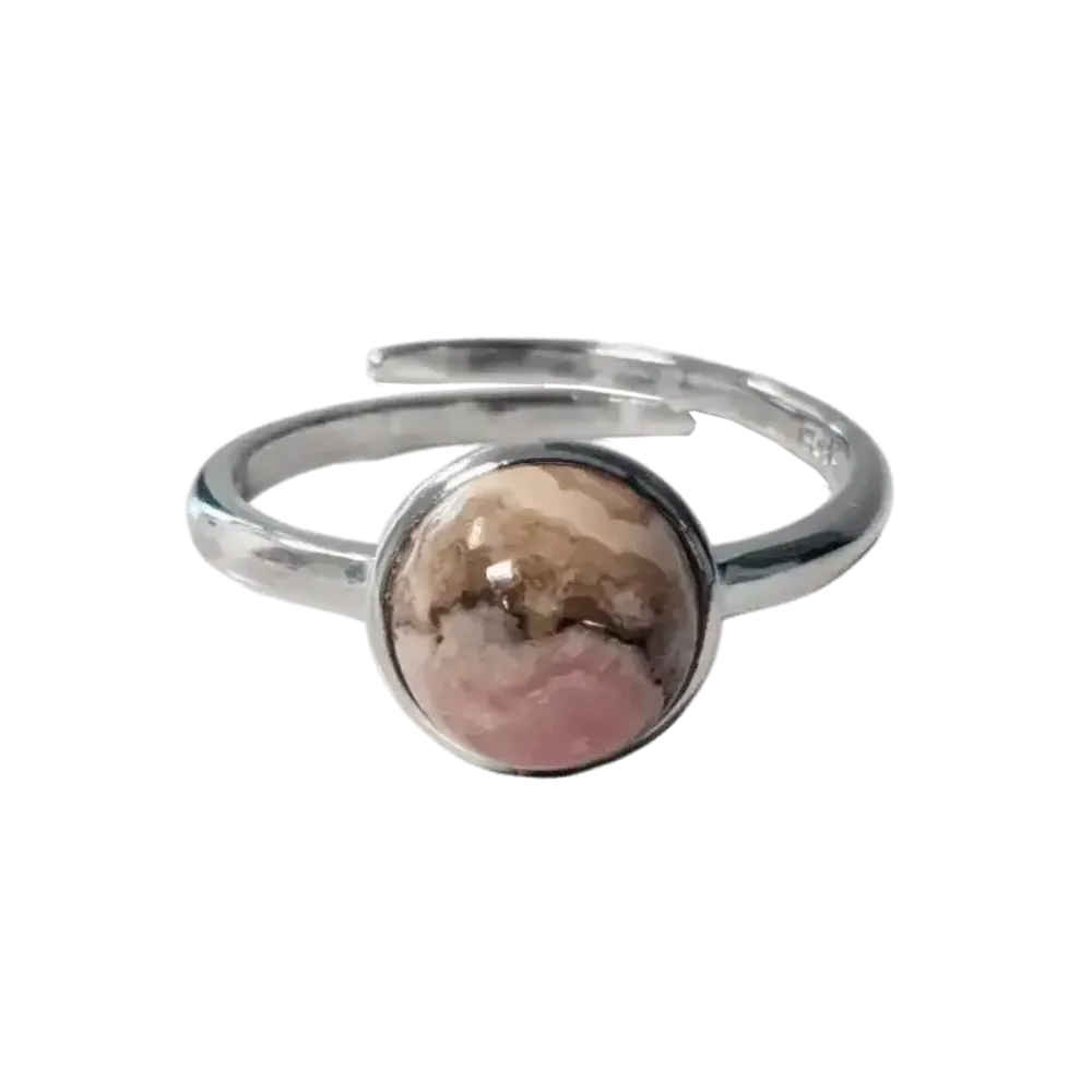 Bijoux - Bague Argent 925 Ajustable Ronde Rhodochrosite A+ 8mm - ARABESK