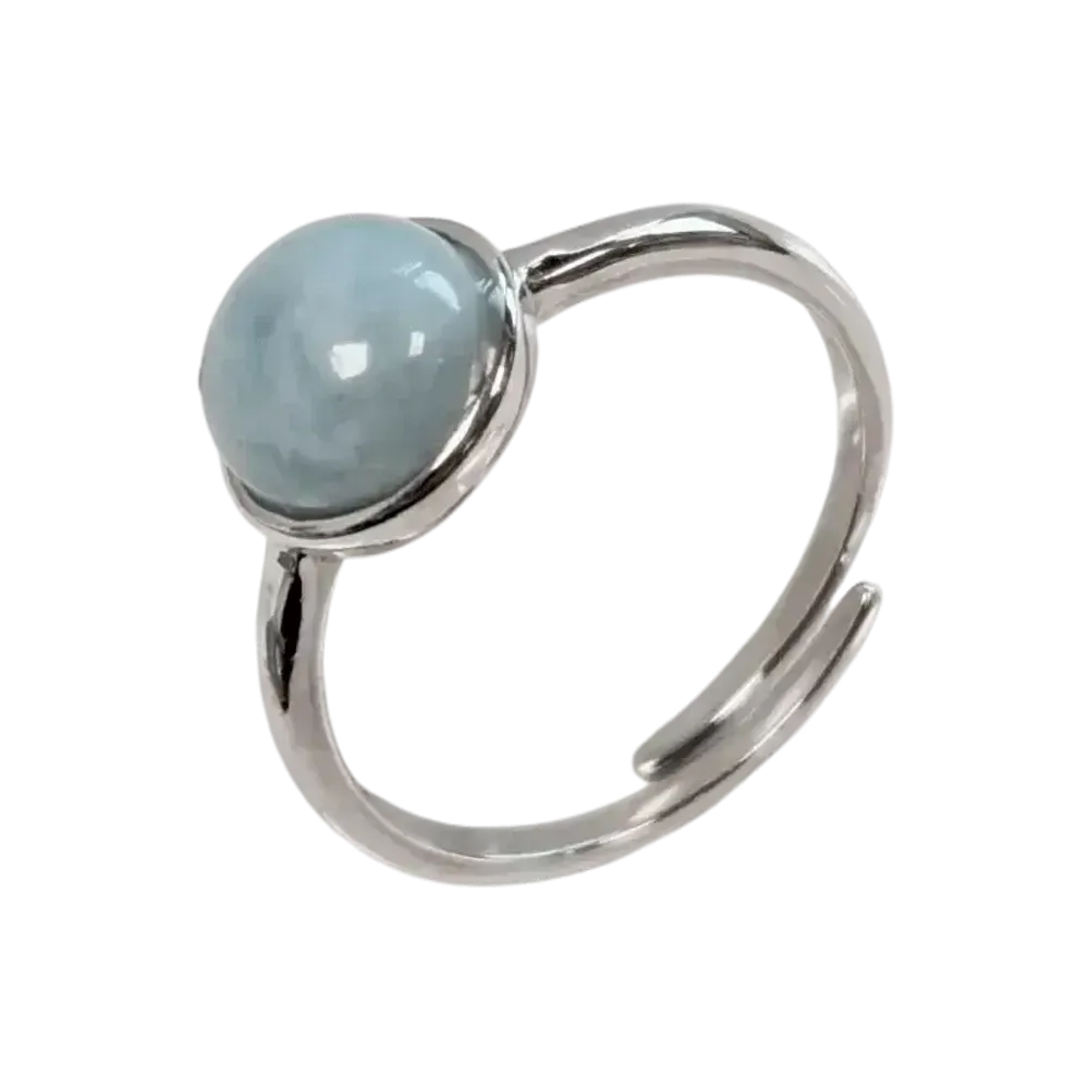Jewelry - 925 Silver Ring Adjustable Round Aquamarine AA 8mm - ARABESK