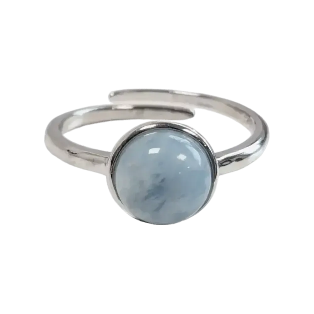Jewelry - 925 Silver Ring Adjustable Round Aquamarine AA 8mm - ARABESK