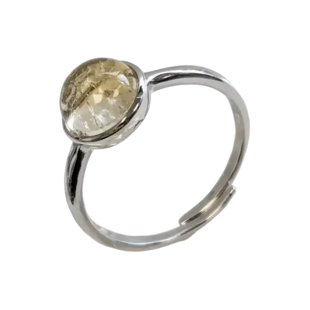 Bijoux - Bague Argent 925 Ajustable Ronde Citrine Naturelle AA 8mm - ARABESK