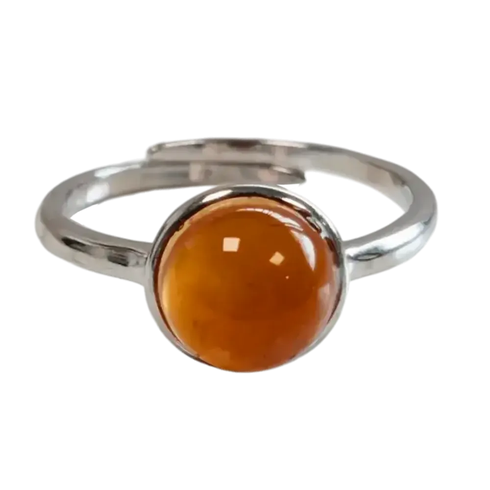 Jewelry - 925 Silver Ring Adjustable Round Carnelian A+ 8mm - ARABESK
