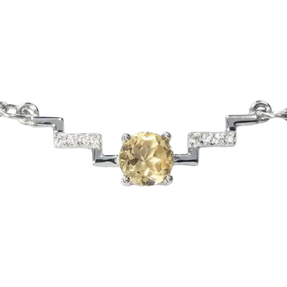 Bijoux - Collier Argent 925 Citrine Naturelle et Strass Facetée AA 5mm - ARABESK