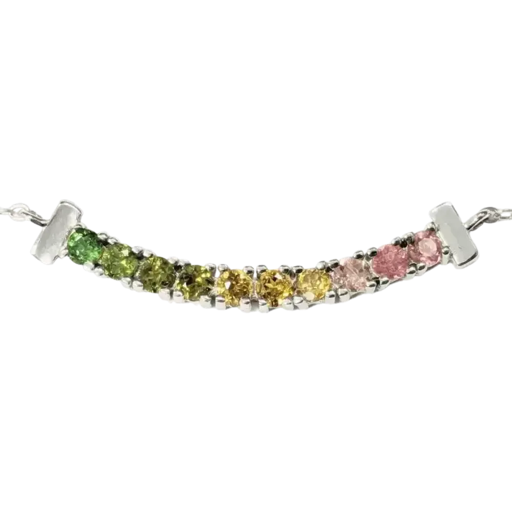 Jewelry - 925 Silver Necklace Faceted Multicolor Tourmaline AA 3mm - ARABESK