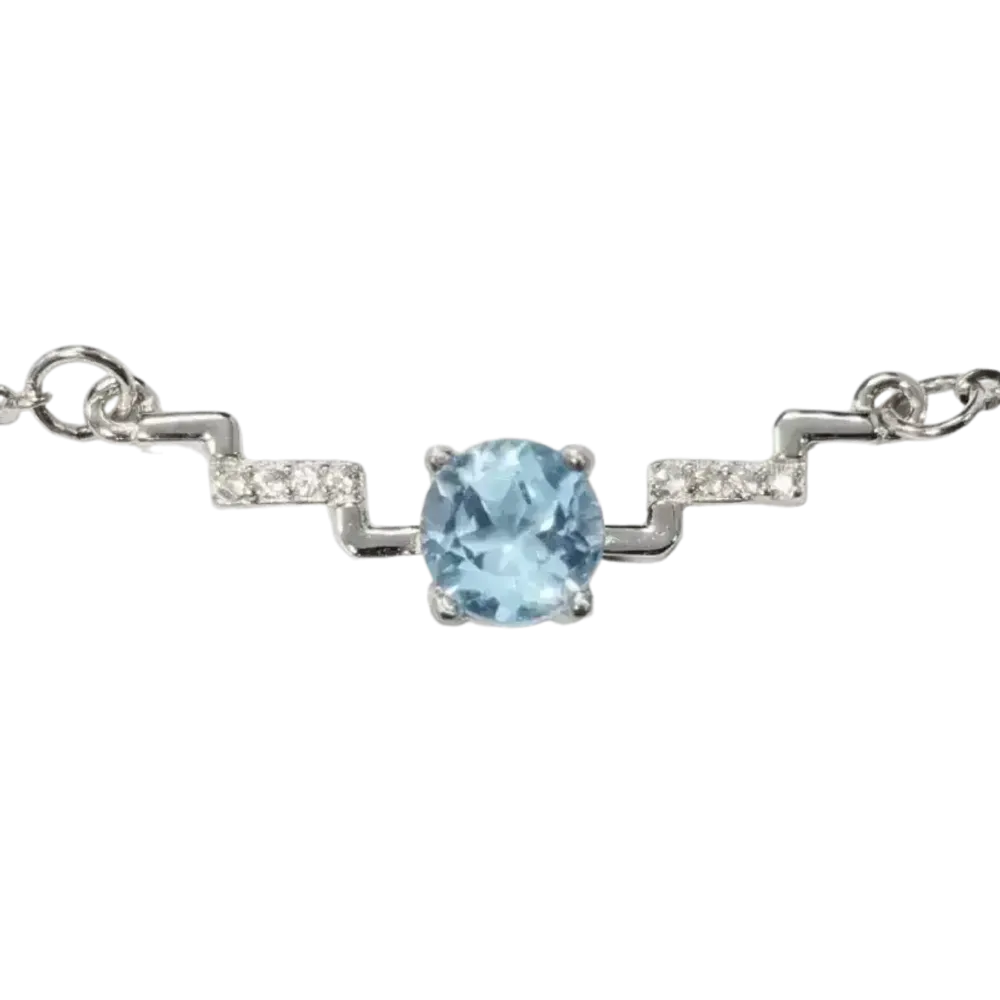 Bijoux - Collier Argent 925 Topaze Bleue et Strass Facetée AA 5mm - ARABESK
