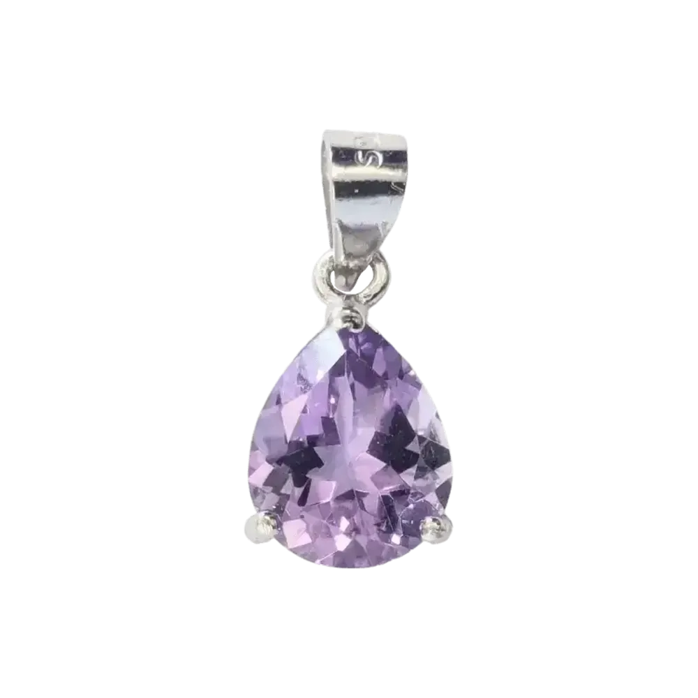 Jewelry - 925 Silver Drop Pendant Amethyst AA Faceted 8x10 mm - ARABESK