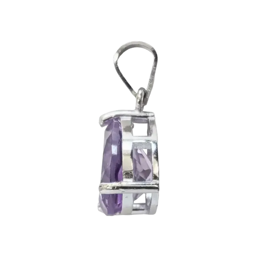 Jewelry - 925 Silver Drop Pendant Amethyst AA Faceted 8x10 mm - ARABESK