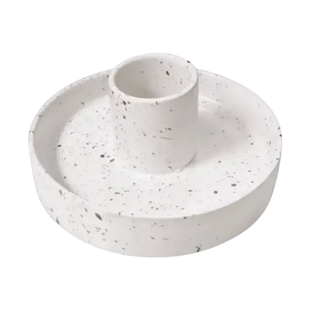 Scents - White Spotted Ceramic Incense Holder for Palo Santo 10.50cm - ARABESK