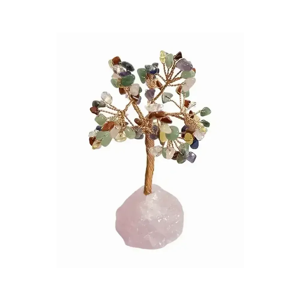 Jewelry - Tree of Life 7 Chakras on Druse Rose Quartz 12-13cm - ARABESK