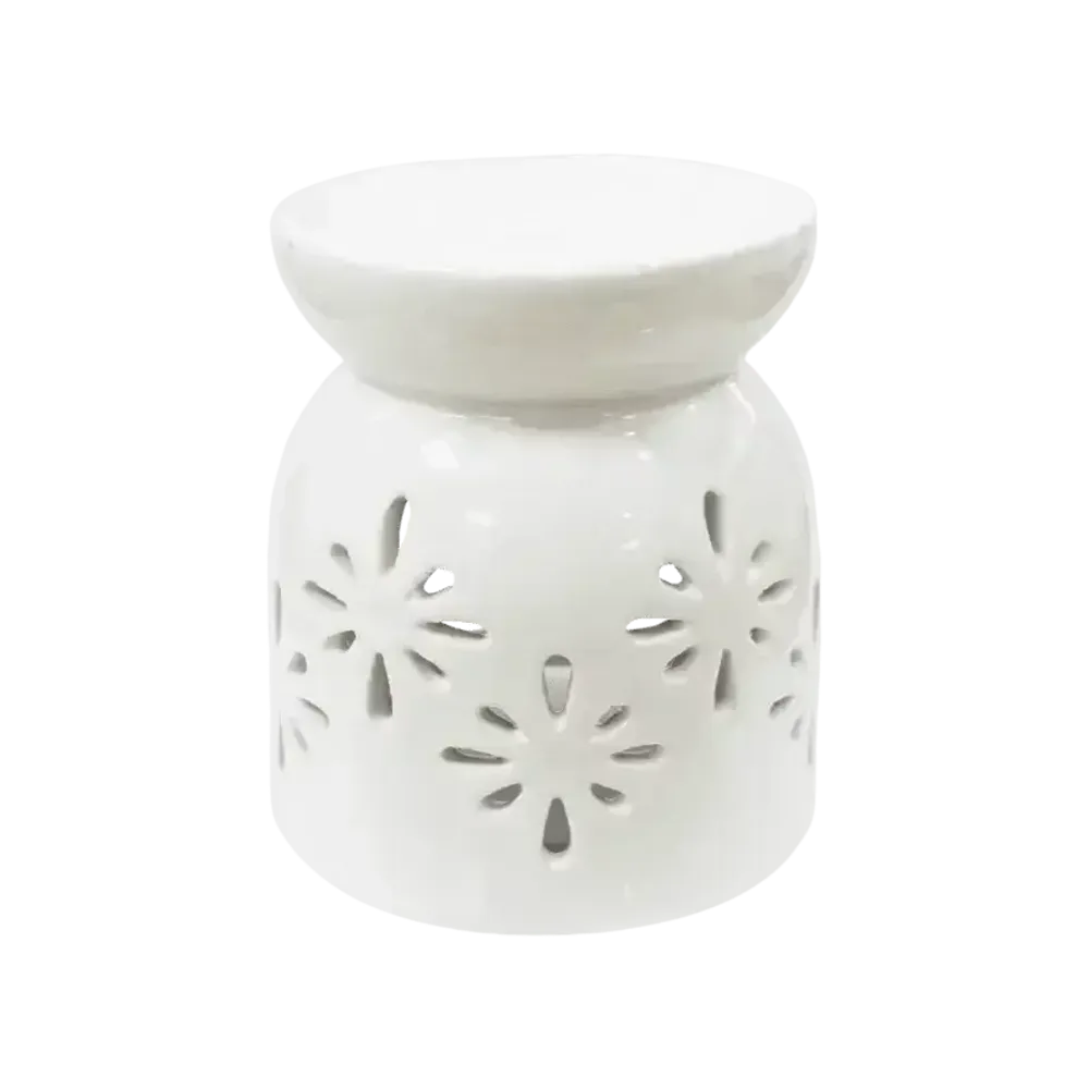 Scents - White Ceramic Oil Burner Openwork 8.5cm - ARABESK