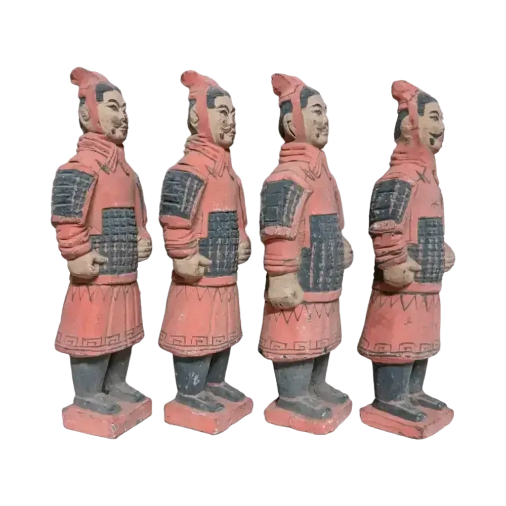 Sculptures, statuettes and miniatures - Antique Colorful Statue Warriors with Armor in Terracotta 15cm x 4 pcs - ARABESK