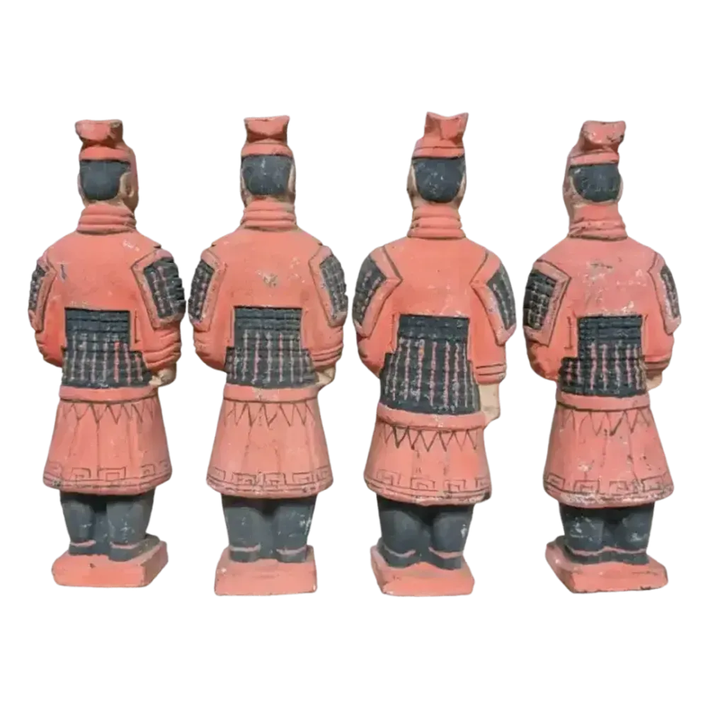 Sculptures, statuettes and miniatures - Antique Colorful Statue Warriors with Armor in Terracotta 15cm x 4 pcs - ARABESK