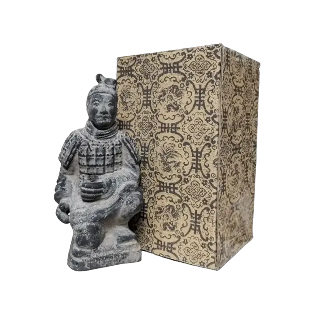 Sculptures, statuettes and miniatures - Black Kneeling Archer Statue in Terracotta 15cm - ARABESK