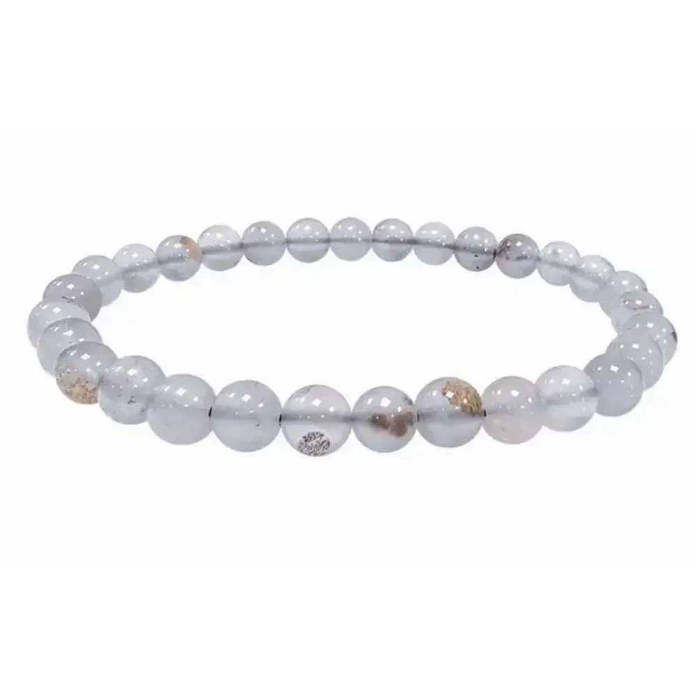 Bracelets - Bracelet Calcédoine Bleue AA perles 6-6.5mm - ARABESK