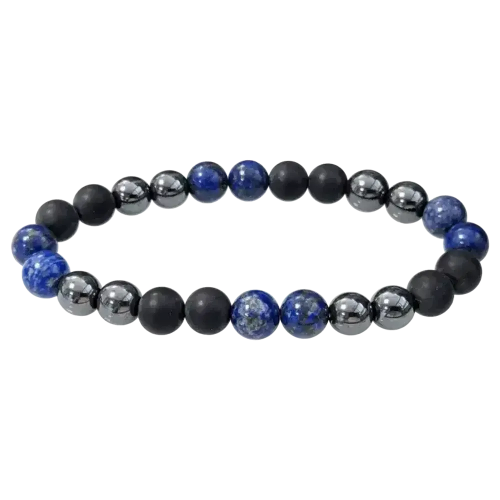 Bracelets - Lapis Lazuli Hematite Onyx mate A 8mm pearls bracelacet - ARABESK