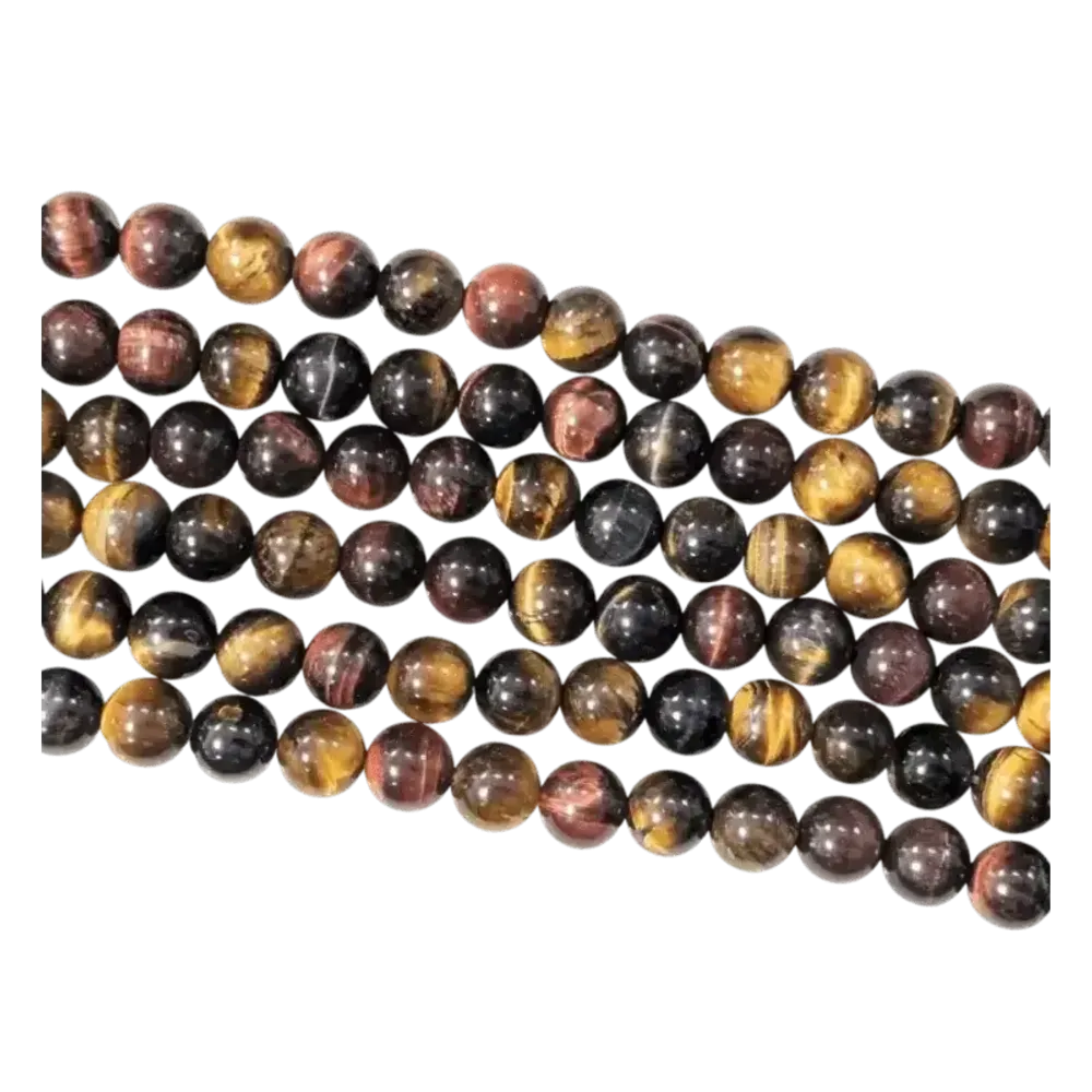 Bijoux - Oeil de Tigre Multicolore A perles 8mm sur fil 40cm - ARABESK