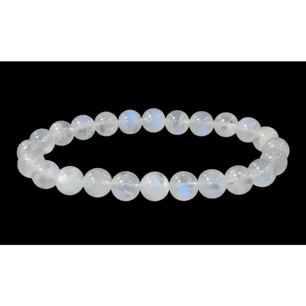 Bracelets - White Moonstone Bracelet Peristerite AAA beads 8mm - ARABESK