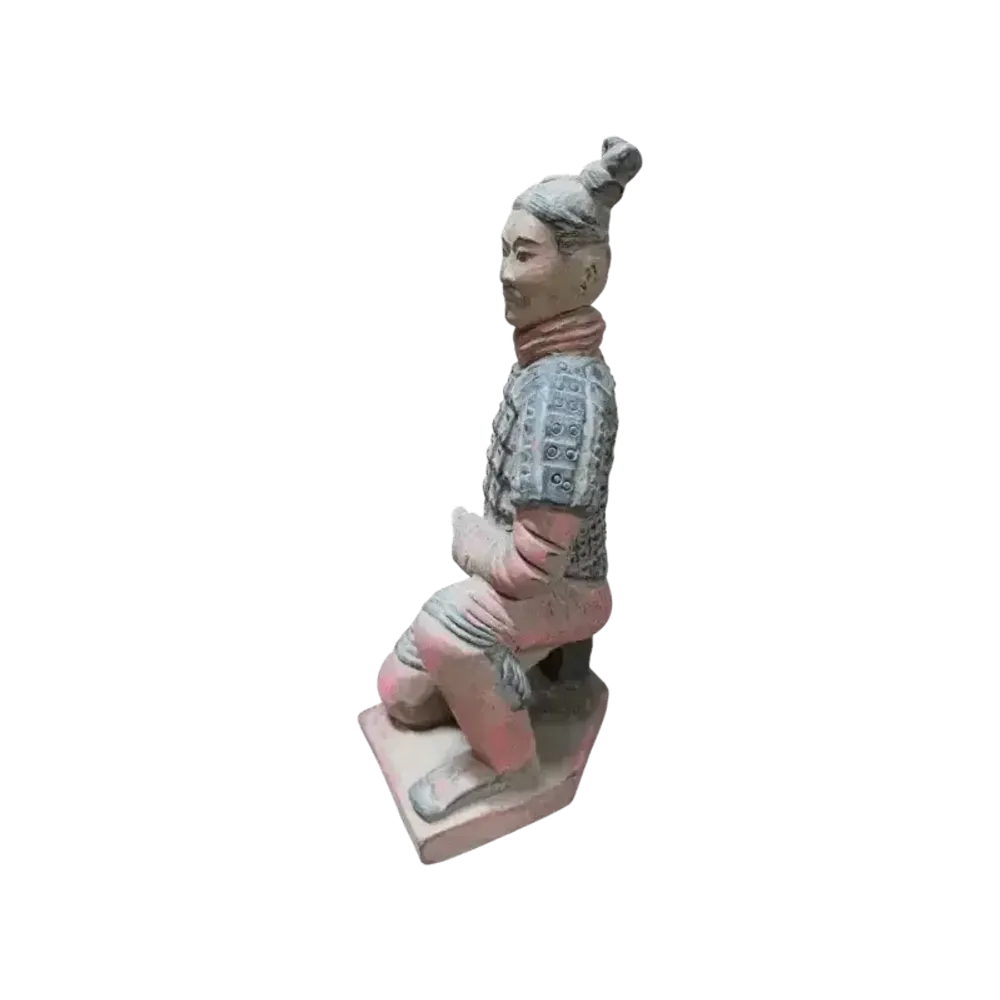 Sculptures, statuettes and miniatures - Antique Colorful Terracotta Kneeling Archer Statue 22 cm - ARABESK