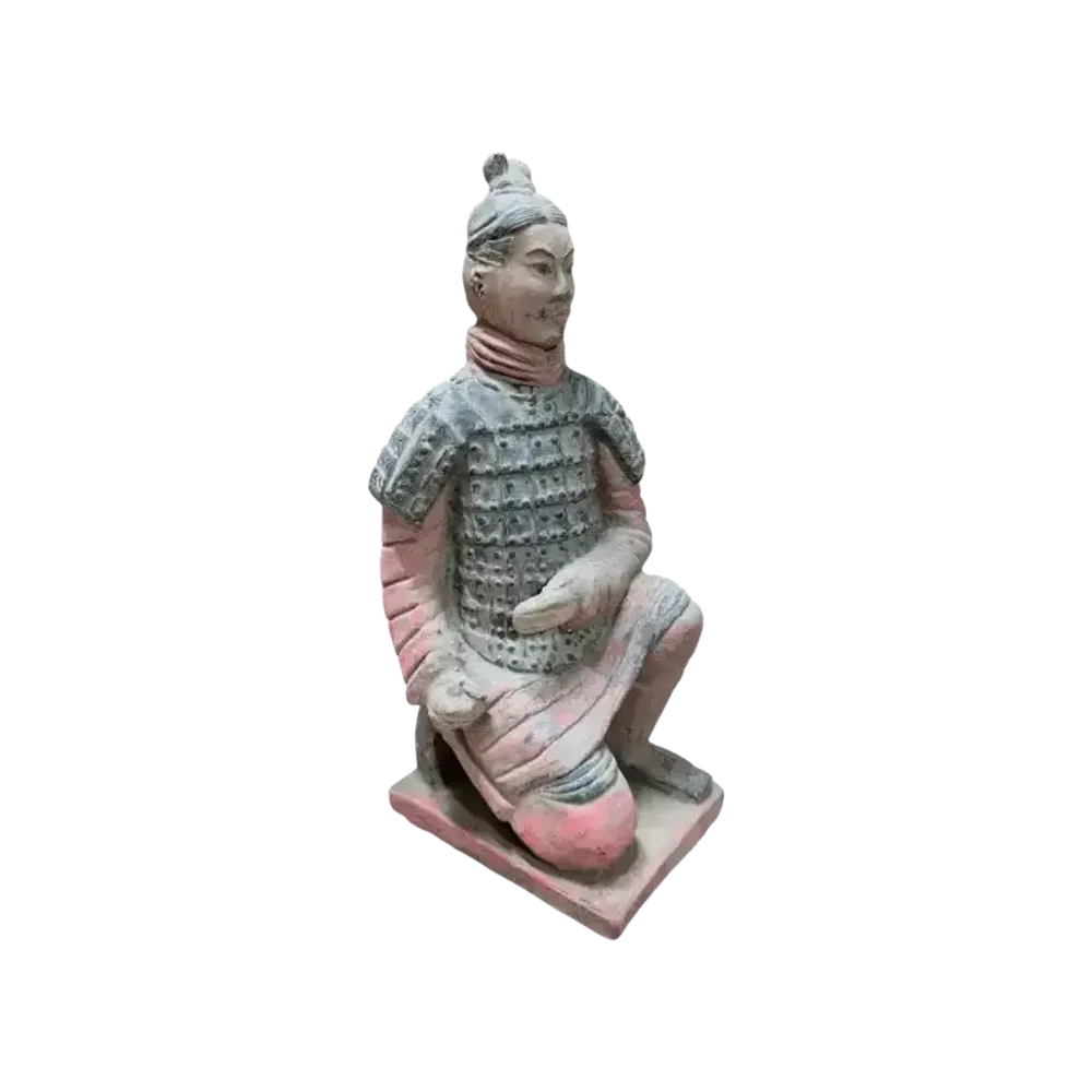 Sculptures, statuettes and miniatures - Antique Colorful Terracotta Kneeling Archer Statue 22 cm - ARABESK