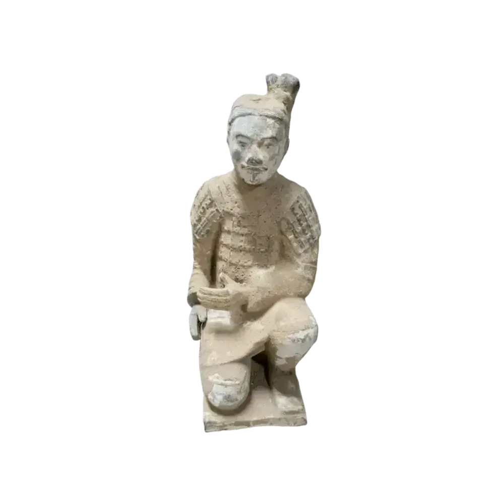Sculptures, statuettes et miniatures - Statue Colorée Antique Archer Agenouillé en Terracotta 26 cm - ARABESK