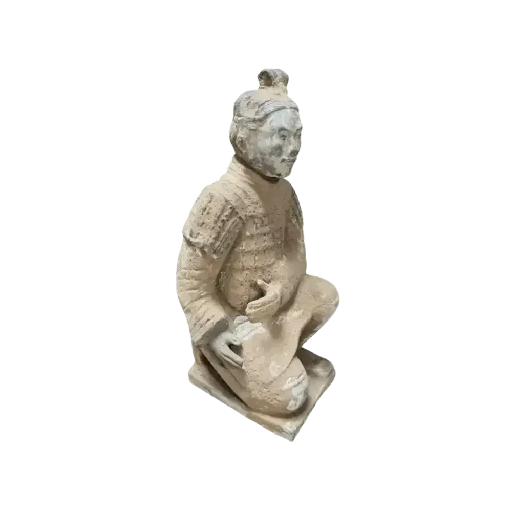 Sculptures, statuettes et miniatures - Statue Colorée Antique Archer Agenouillé en Terracotta 26 cm - ARABESK