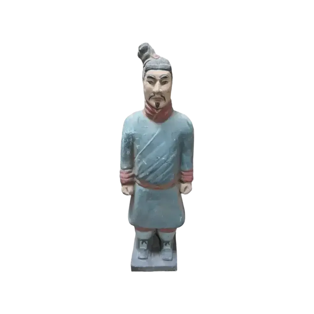 Sculptures, statuettes et miniatures - Statue Colorée Antique en Terracotta Guerrier 25cm - ARABESK