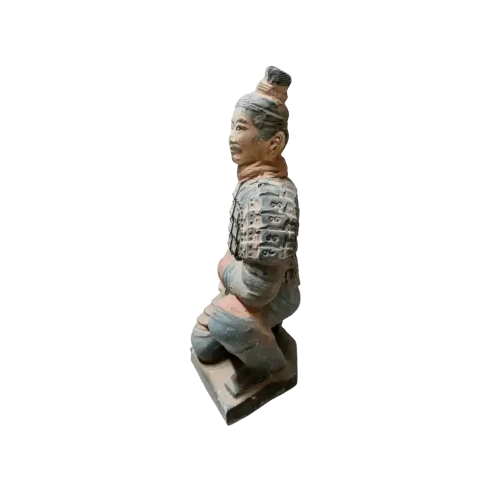 Sculptures, statuettes et miniatures - Statue Colorée Antique Archer Agenouillé en Terracotta 18cm - ARABESK