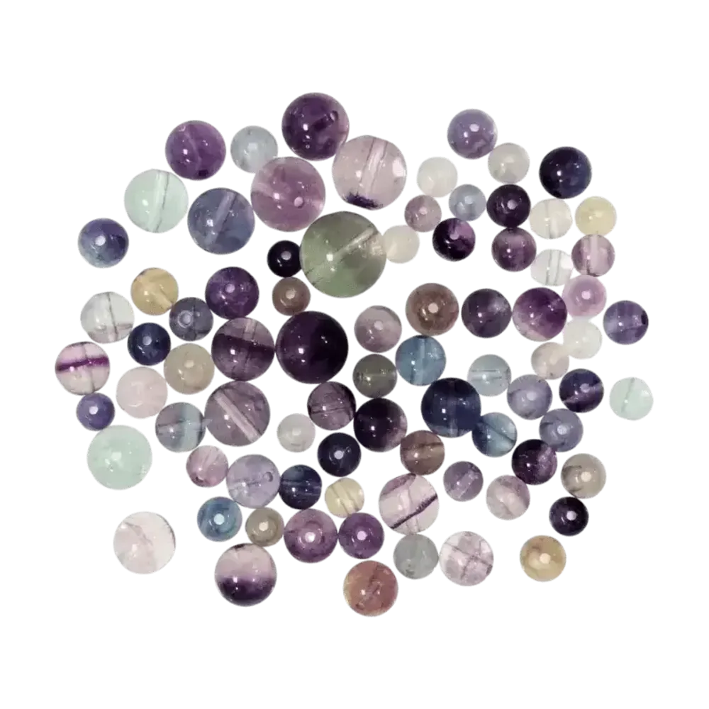 Bijoux - Paquet de Perles Rondes en Fluorite Multicolore AAA 4.5mm à 11mm - ARABESK