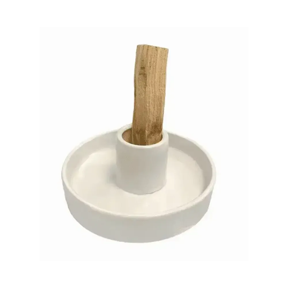 Scents - White Ceramic Incense Holder for Palo Santo 10.50cm - ARABESK